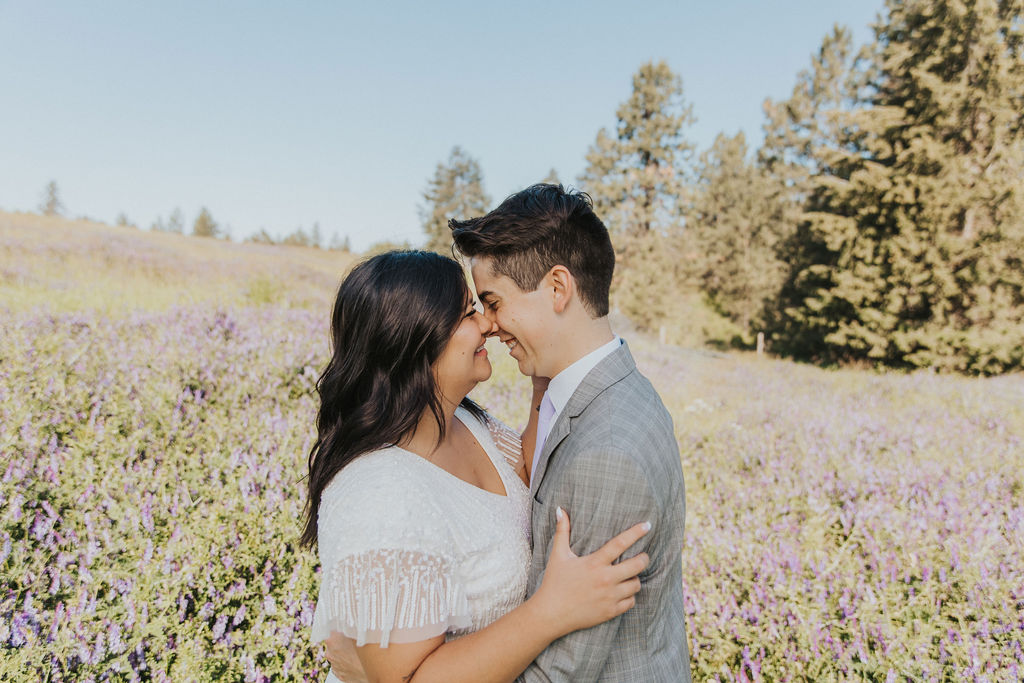 Bride and groom portraits from an intimade Spokane Washington elopement