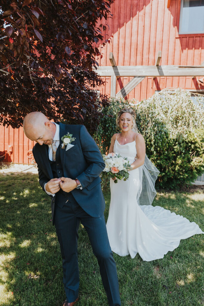 Bride and grooms first looks before wedding in Spokane WA