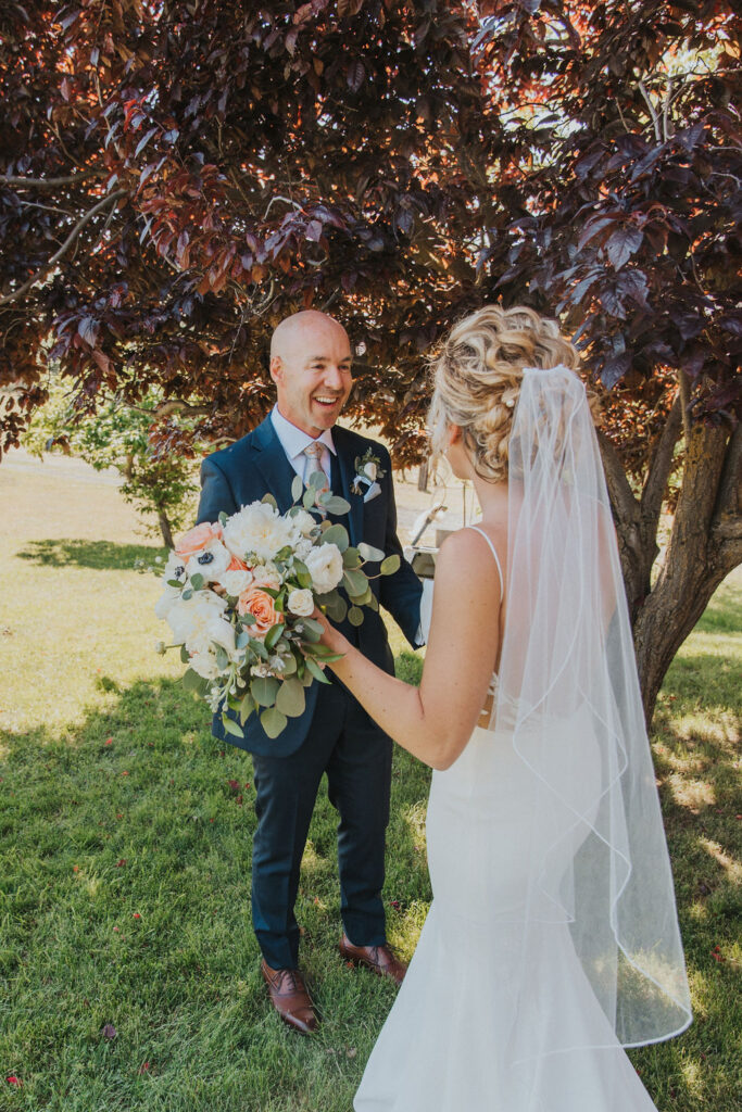 Bride and grooms first looks before wedding in Spokane WA