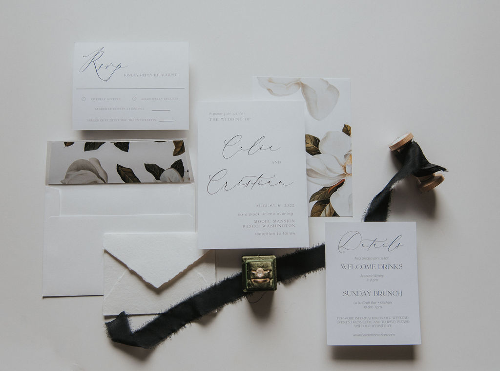 Wedding details and stationary