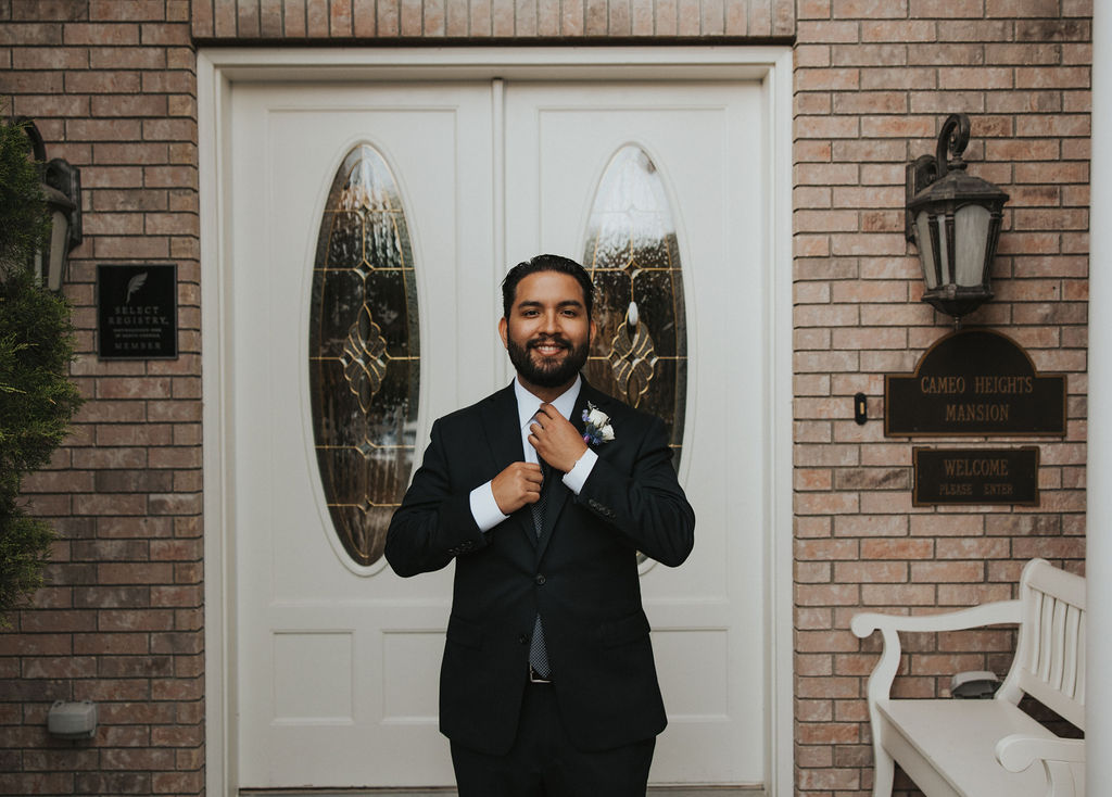 Groom portraits from Cameo Heights Mansion wine country wedding