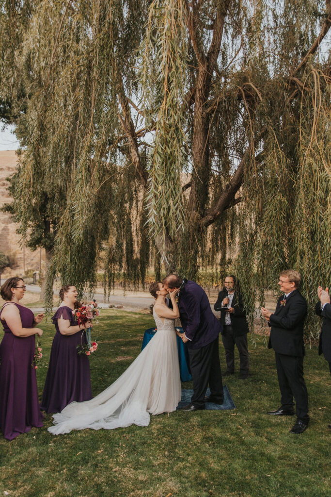 Outdoor fall wedding ceremony at Mongata Winery - Winery Wedding venue