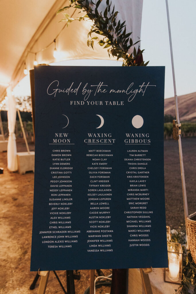 Find your table sign moon theme