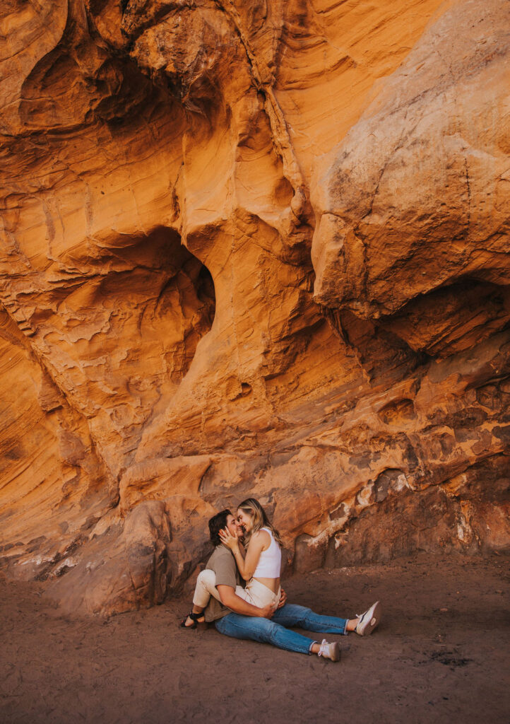 Utah engagement photos at Red Rocks captured by Kat Nielsen - Travel wedding photographer