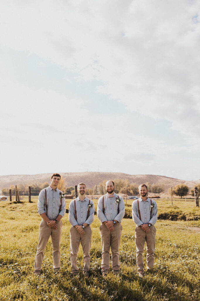 Groom and groomsmen photos from rustic outdoor wedding in Washington captured by Kat Nielsen - Washington wedding photographer