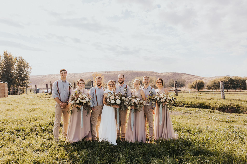 Bridal party photos from rustic outdoor wedding in Washington captured by Kat Nielsen - Washington wedding photographer