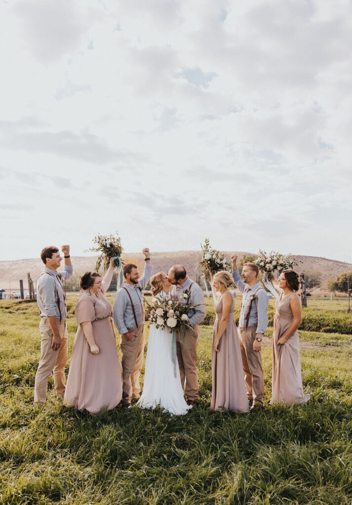 Bridal party photos from rustic outdoor wedding in Washington captured by Kat Nielsen - Washington wedding photographer