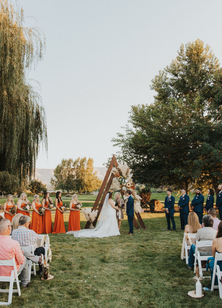 Wedding ceremony at a winery wedding venue
