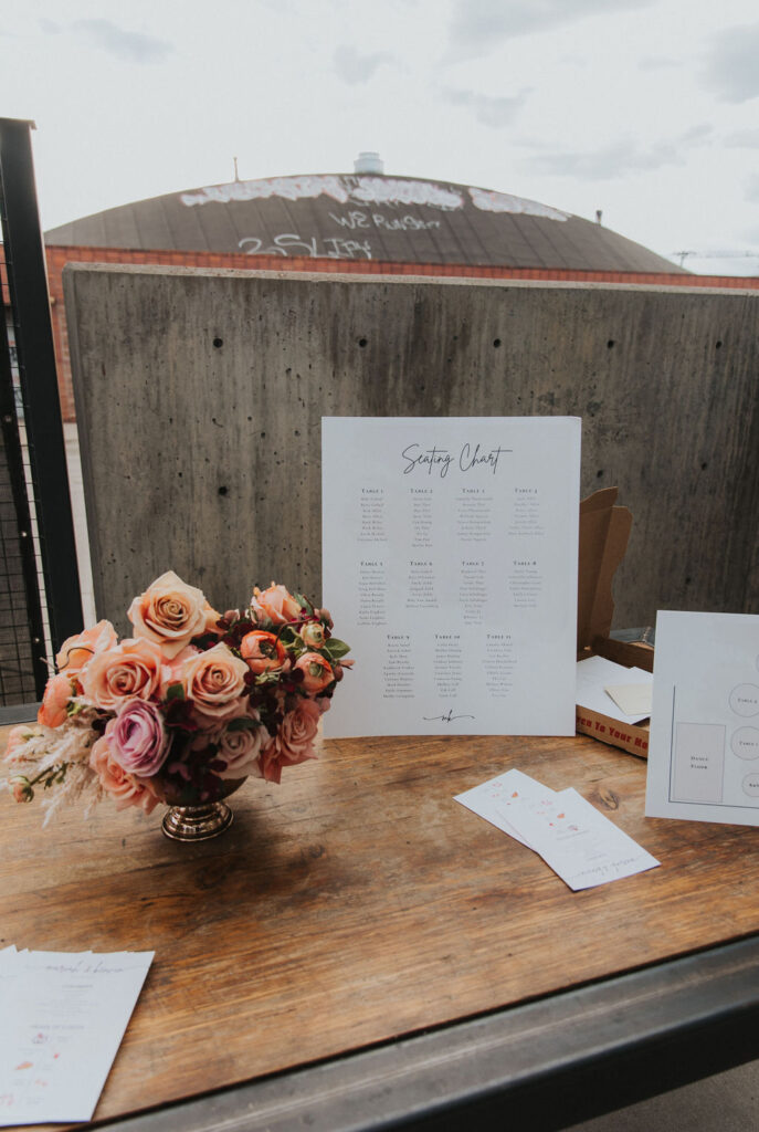 Table layout and decor at a wedding venue in Denver