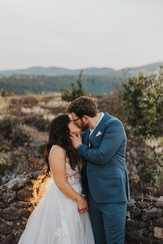 Bride and groom on their Spokane winery wedding day