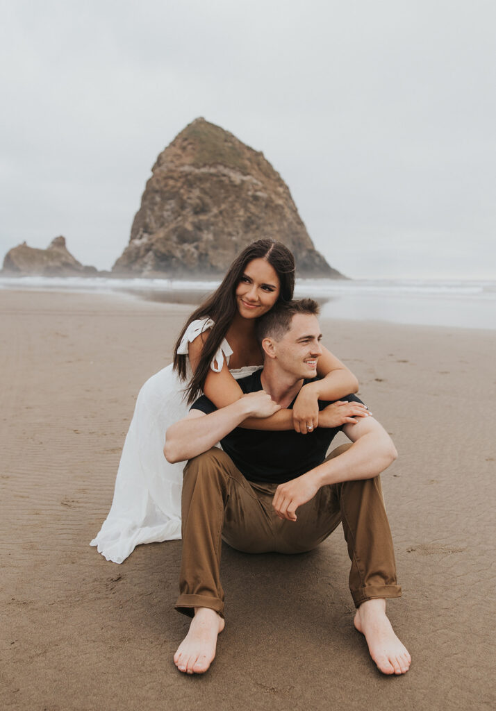 Romantic Cannon beach engagement photo