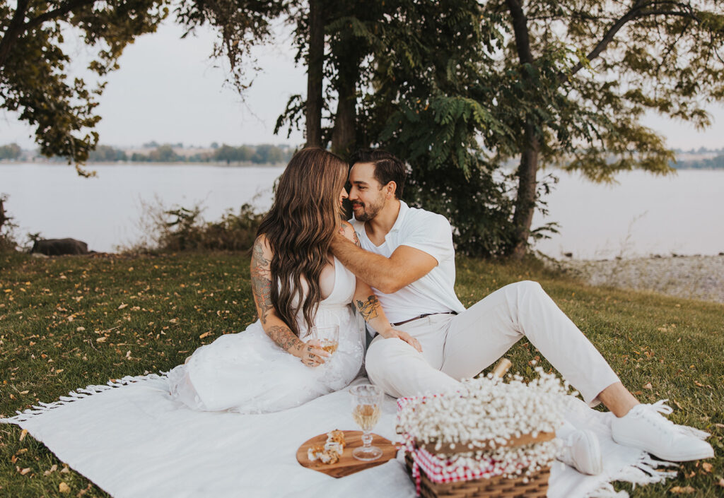 Romantic and intimate picnic engagement photo in WA