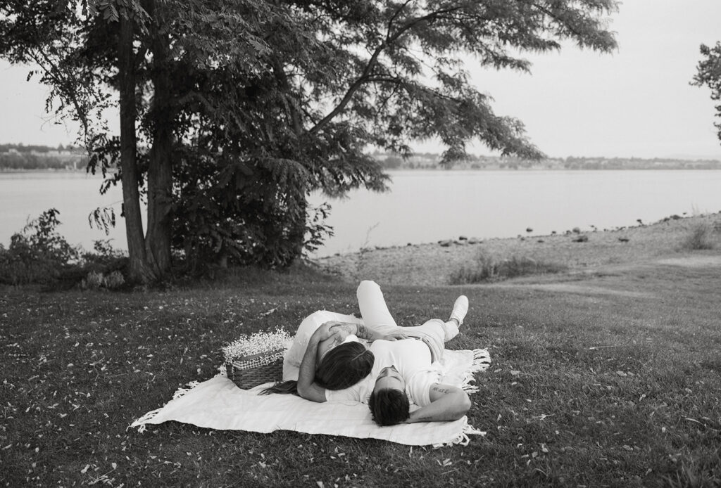 romantic picnic engagement photo in WA