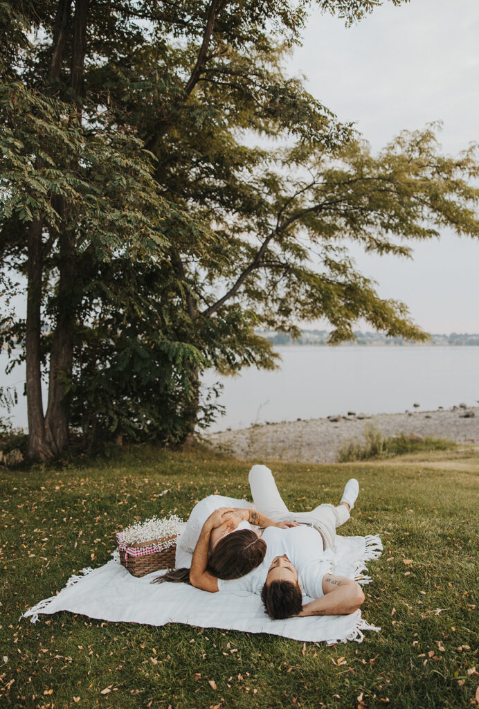 Romantic and intimate picnic engagement photo in WA