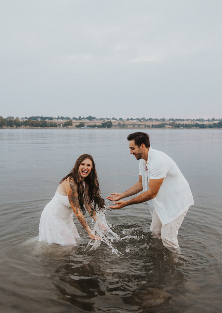 Engagement picture in the water