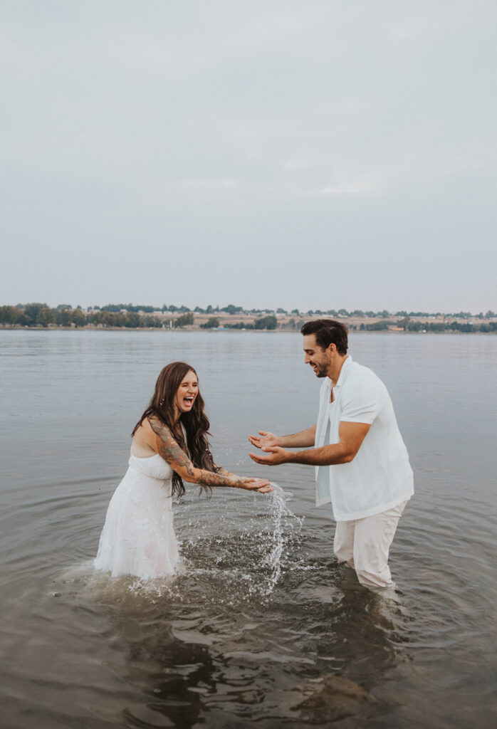 Engagement picture in the water