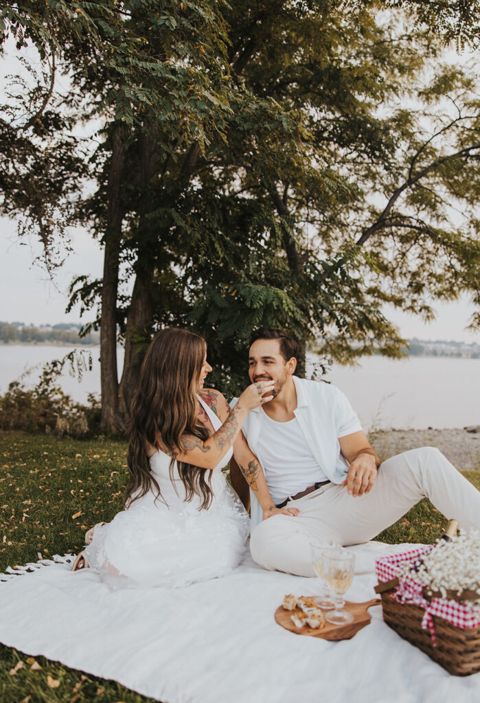 romantic picnic engagement photo in WA