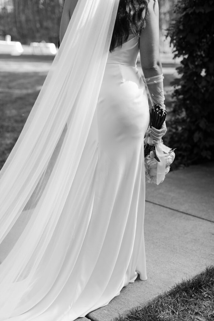 black and white elegant bridal portrait
