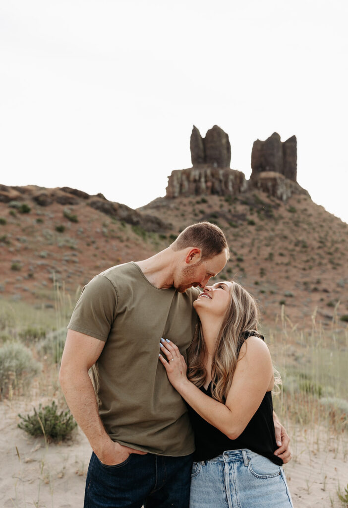 Twin Sisters Rock engagement session in Wallula Gap