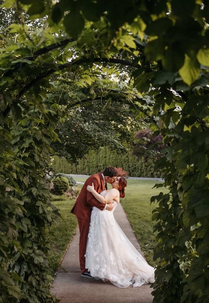 Bride and groom portraits at Promise Garden