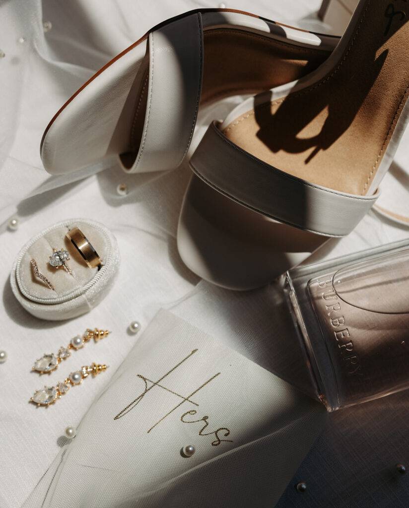 Luxury wedding details flat lay.