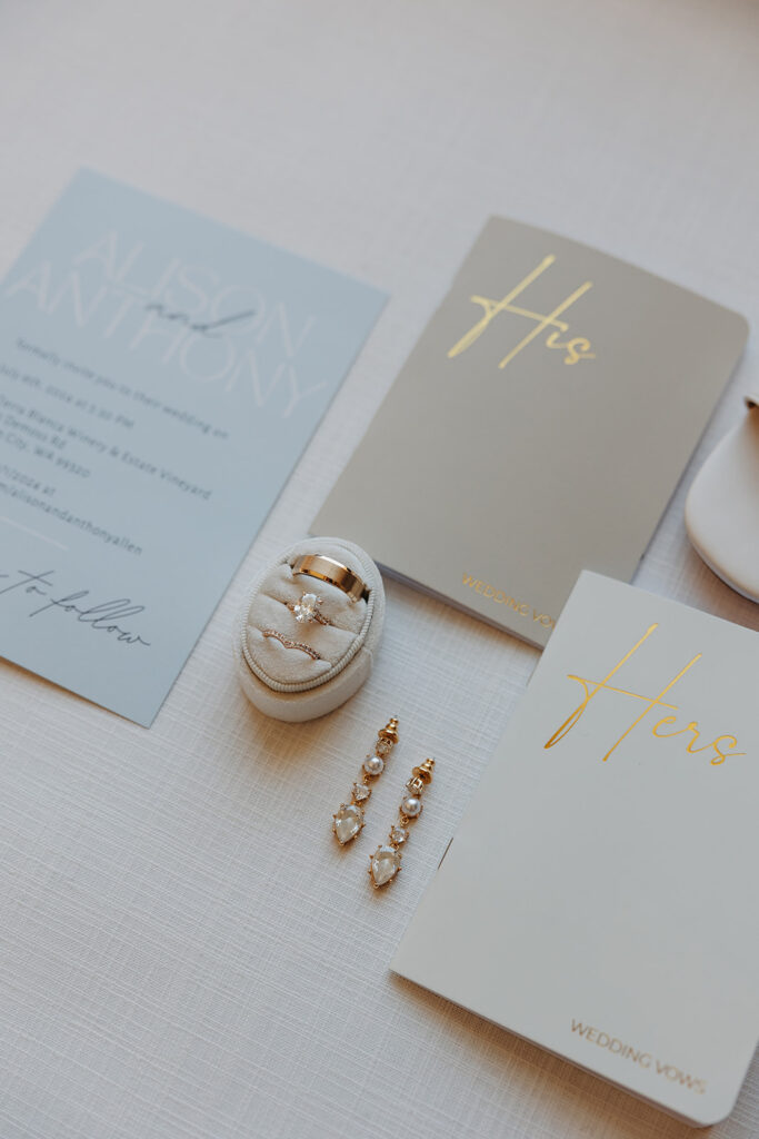 Luxury wedding details flat lay.