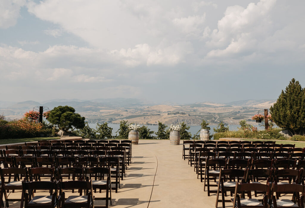 A Karma Vineyards Chelan wedding ceremony set-up