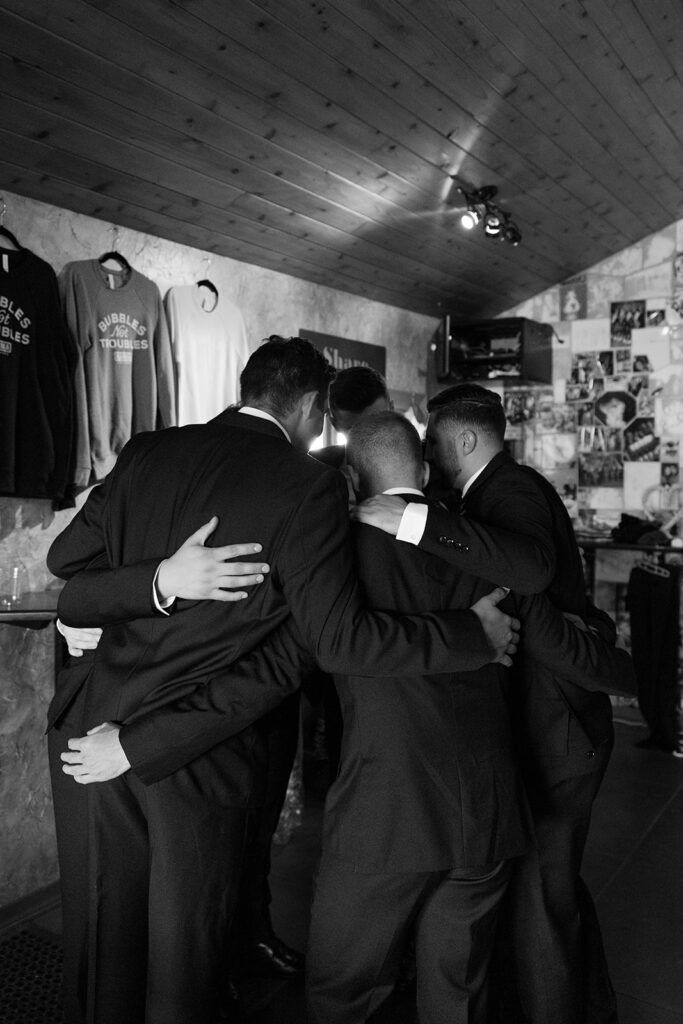 Groomsmen get ready for a wedding day at Karma Vineyards in Chelan, WA