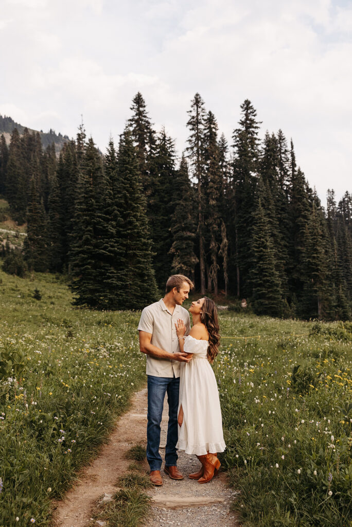 wildflower couples photo session at mount rainier