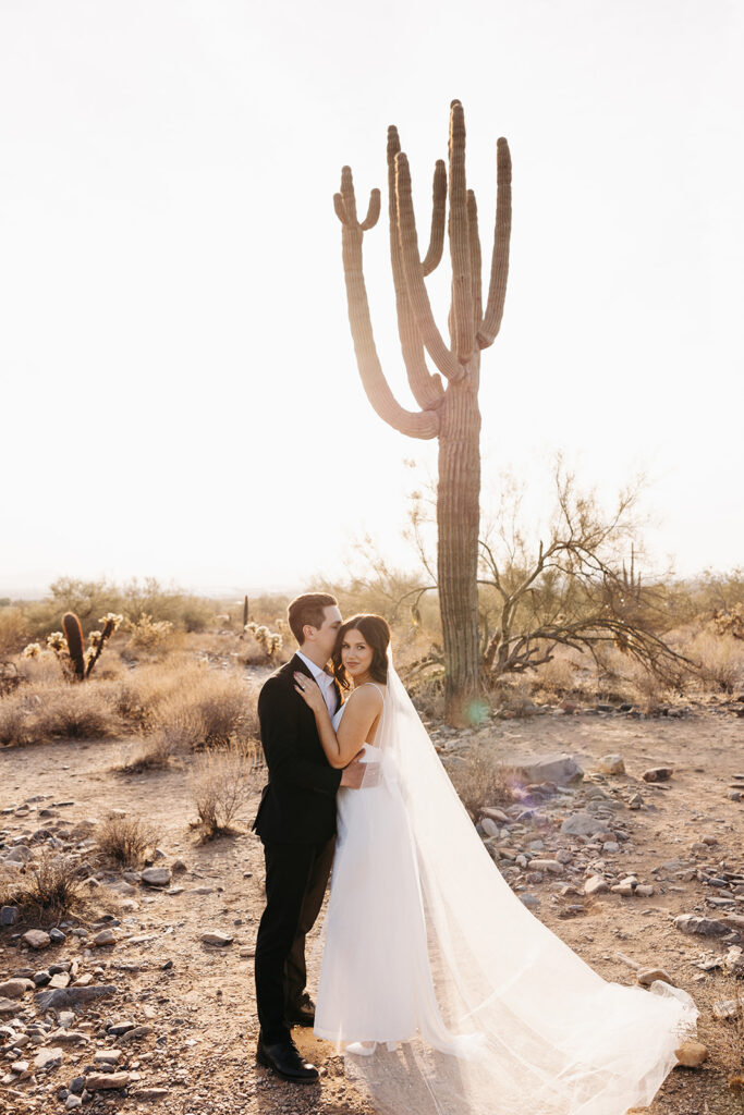 Phoenix elopement portraits with cactus