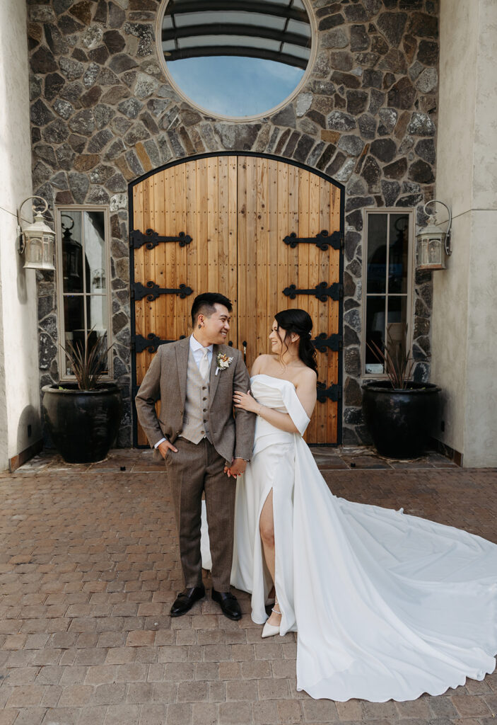 Washington winery wedding bride and groom portraits