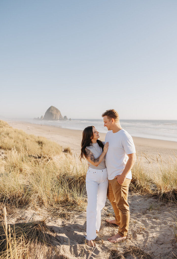 Oregon Coast engagement photos at Haystack Rock