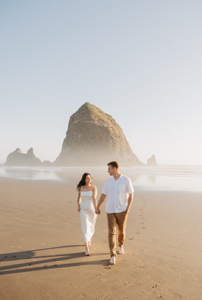 Oregon Coast engagement photos at Haystack Rock