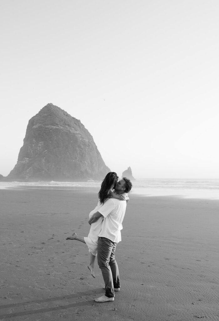 Oregon Coast engagement photos at Haystack Rock