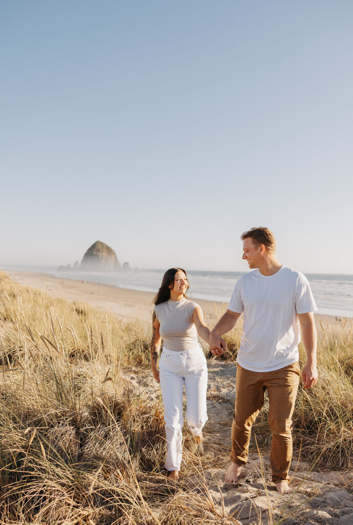 Oregon Coast engagement photos at Haystack Rock