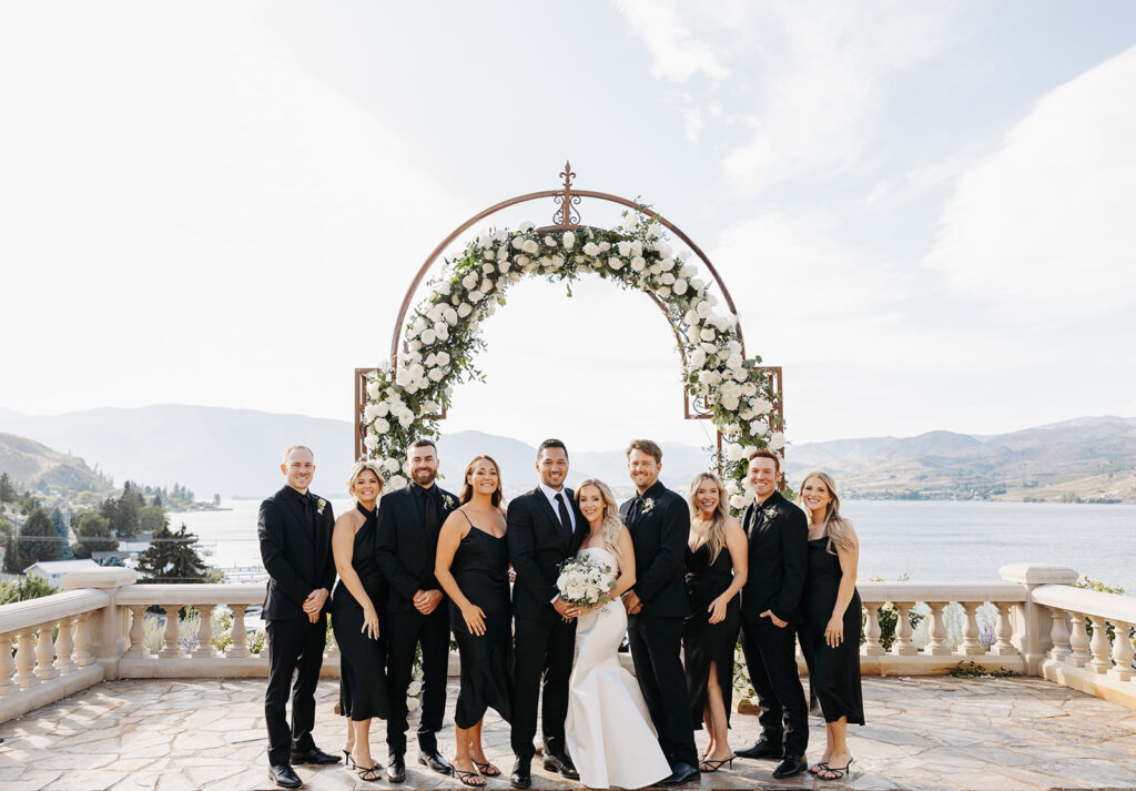 Siren Song Winery wedding photos in front of Lake Chelan