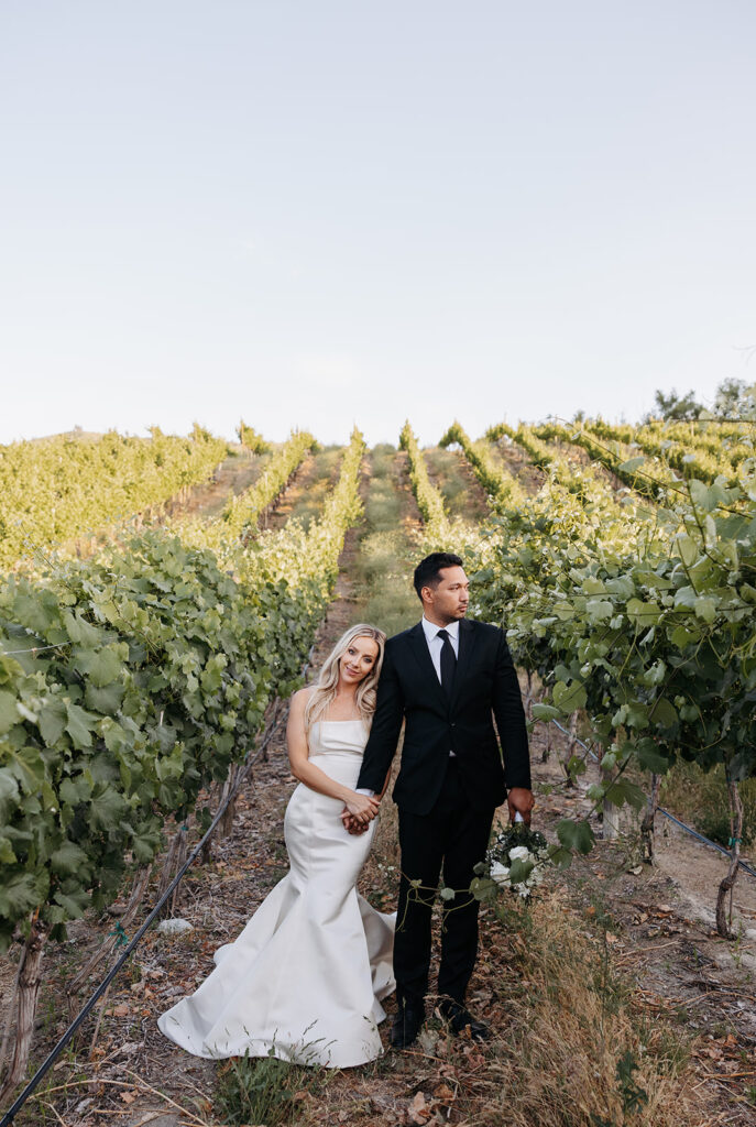 Bride and groom portraits at a winery wedding venue in washington