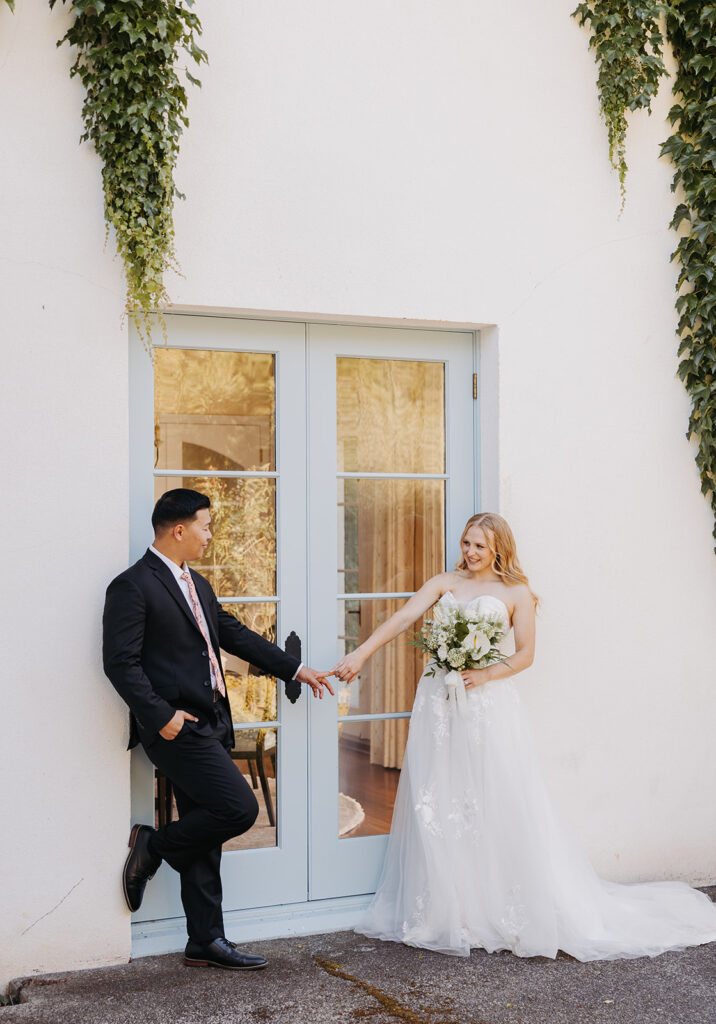 European wedding venue with vine covered walls