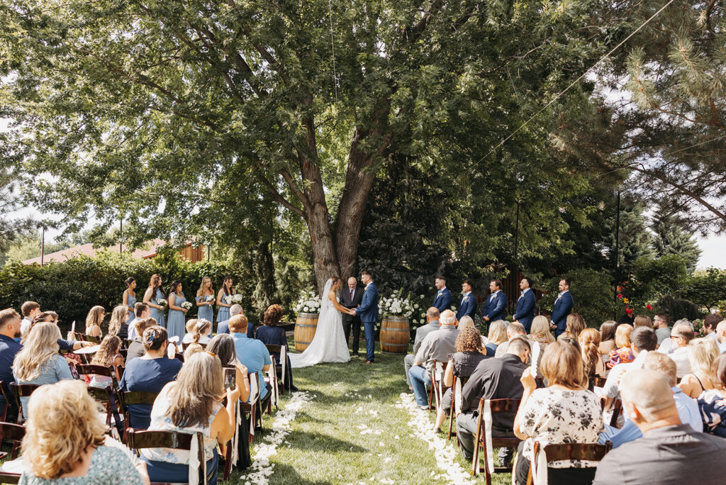 Sugar Pine Barn wedding ceremony at Tucannon Cellars