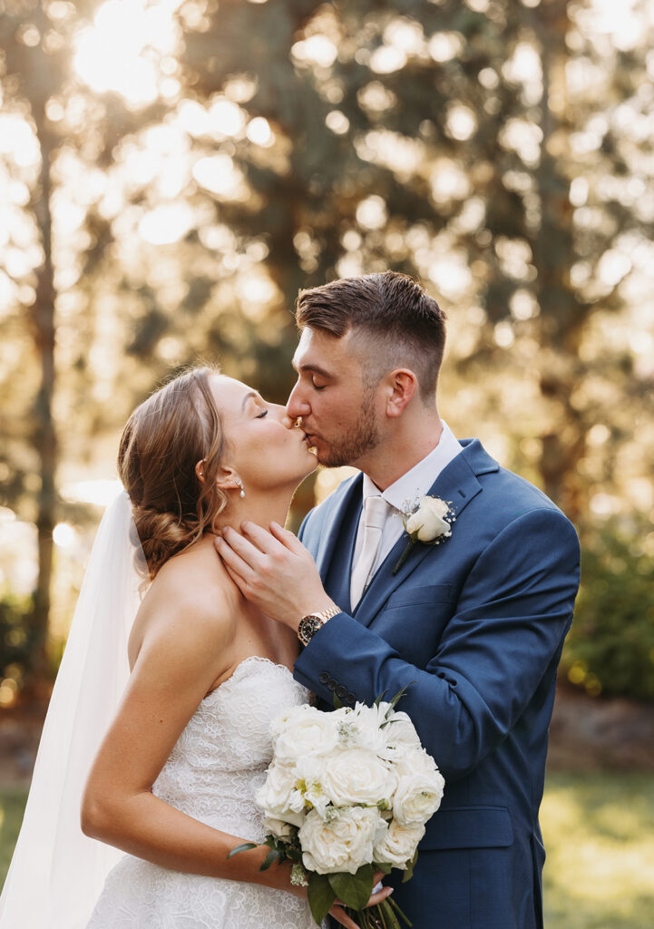 Sunset bride and groom photos taken by Tri-Cities, WA wedding photographer