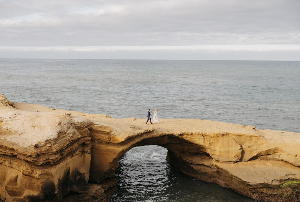 Bride and groom photos on Sunset Cliffs