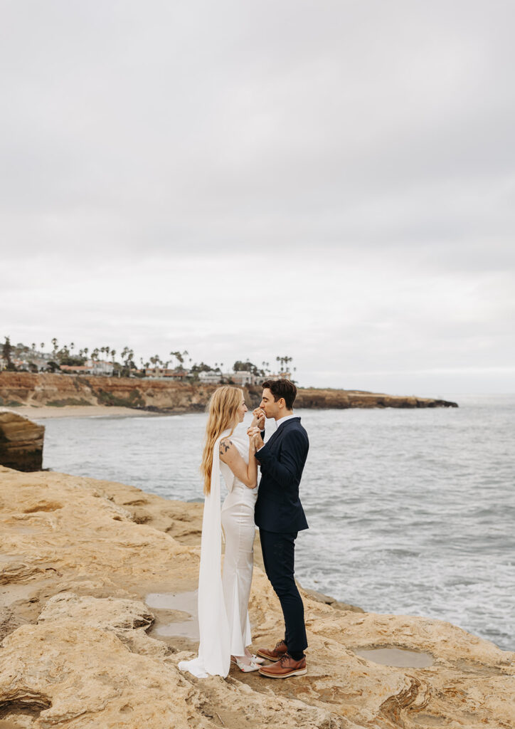 Bride and groom photos on Sunset Cliffs
