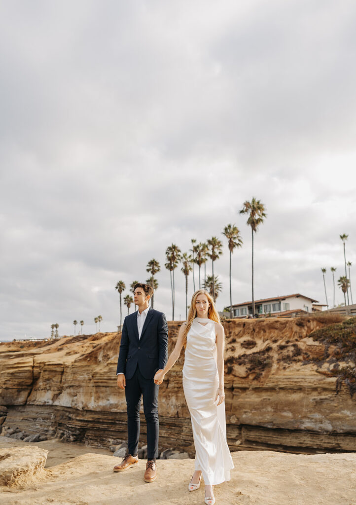 Bride and groom photos on Sunset Cliffs