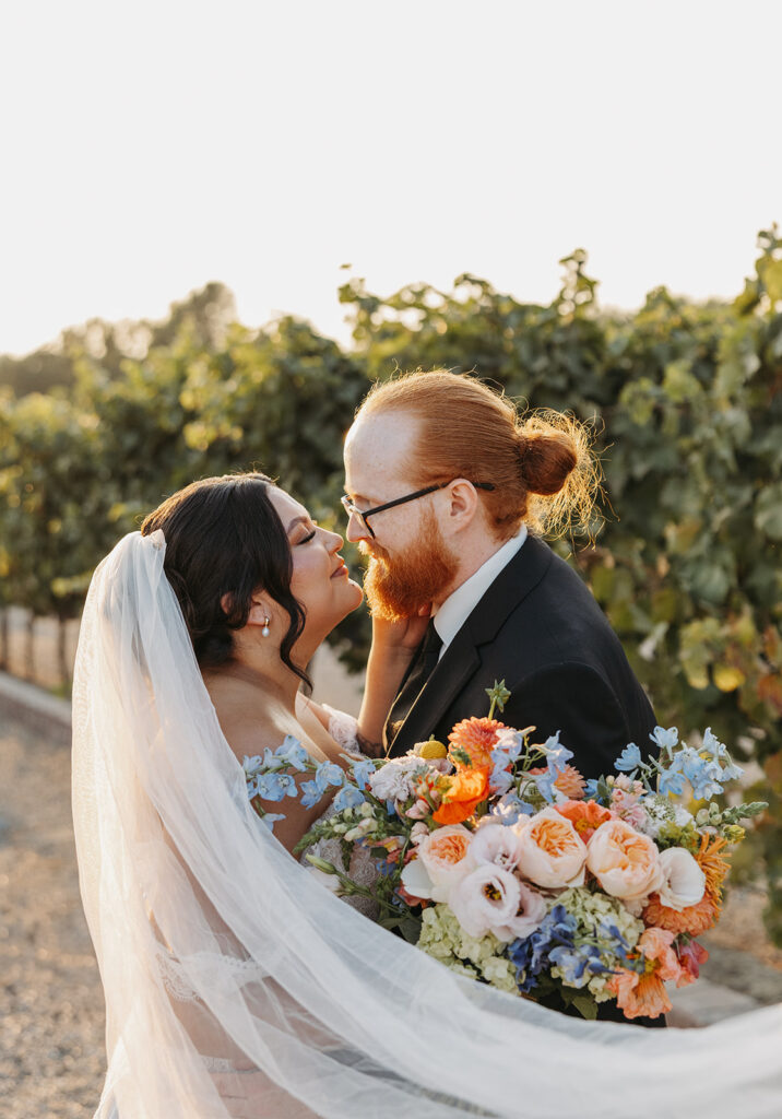 Vineyard bride and groom photos