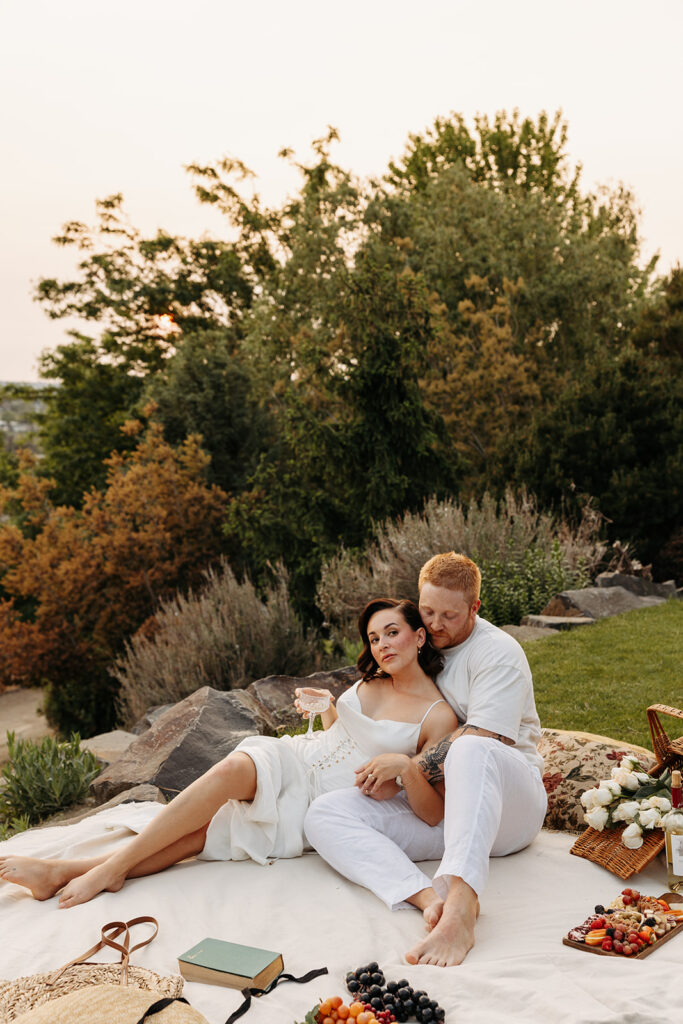 Picnic engagement photos at Terra Blanca Winery