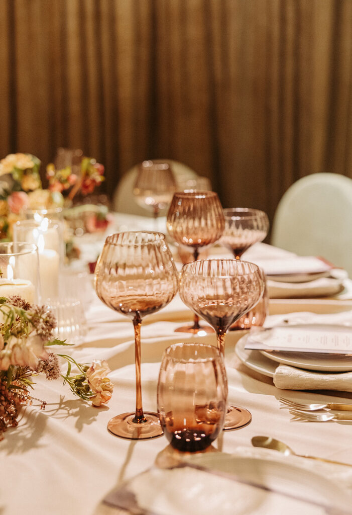 Luxury spanish-inspired wedding table settings at Europa Village in Temecula, CA