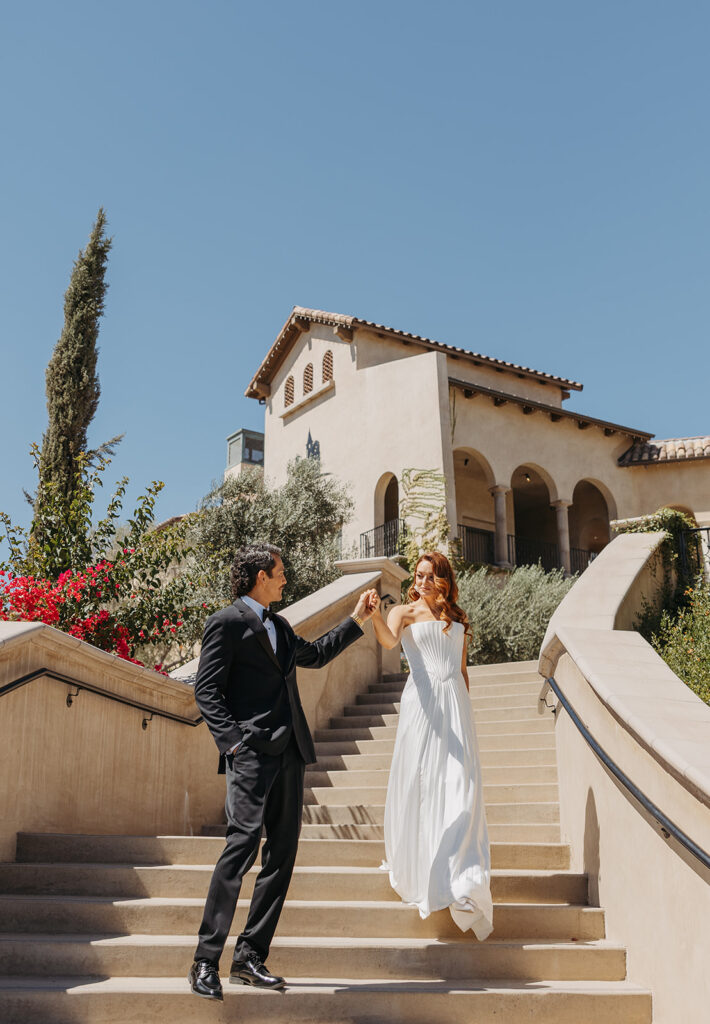 Bride and groom at a Southern California winery wedding venue