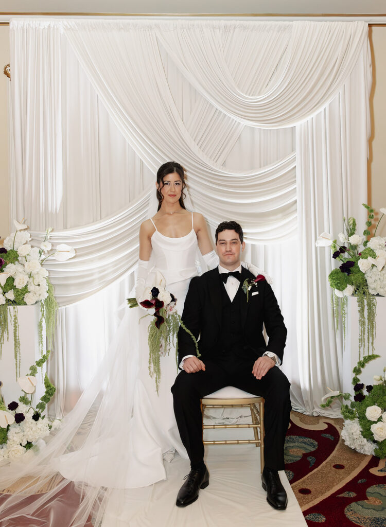 Old money bride and groom portraits in Spokane, WA
