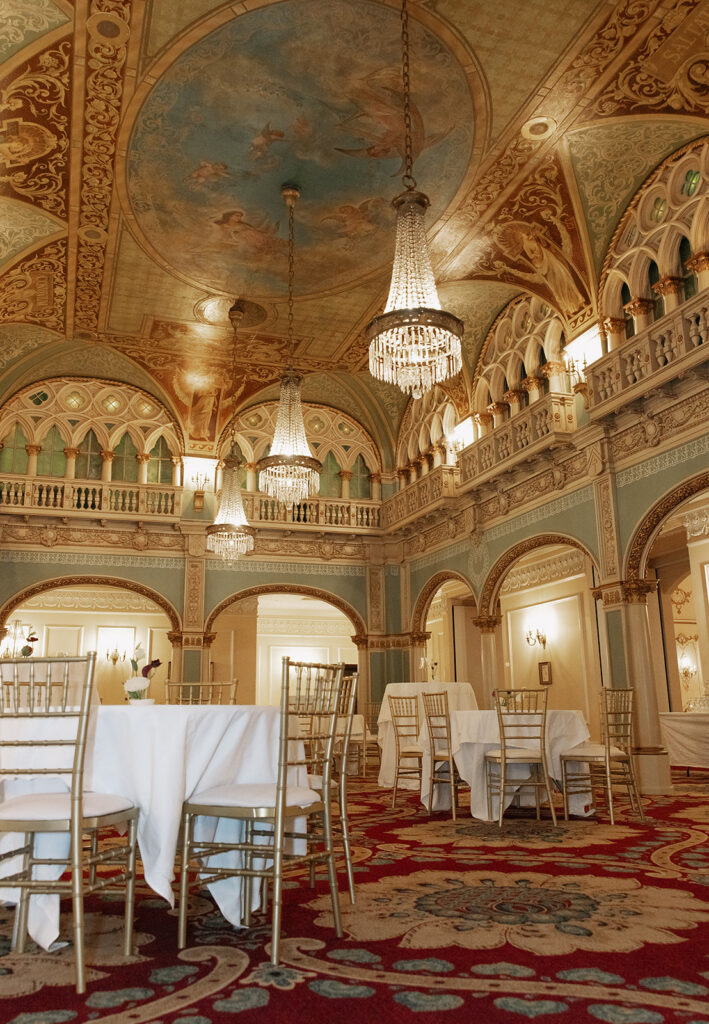 Wedding reception decor at the Historic Davenport Hotel in Spokane, WA
