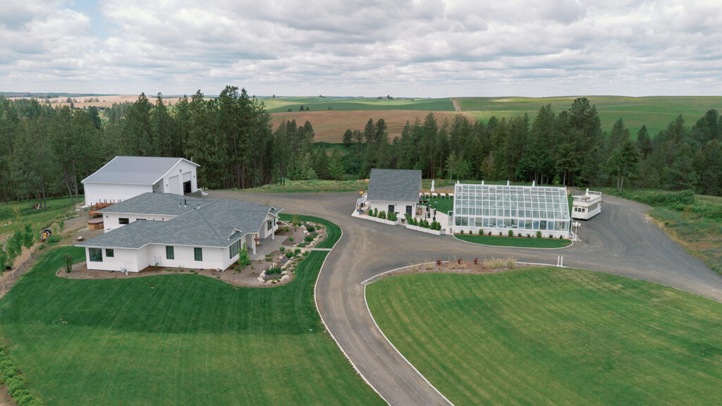 Drone shot of Greenhouse on Harvard